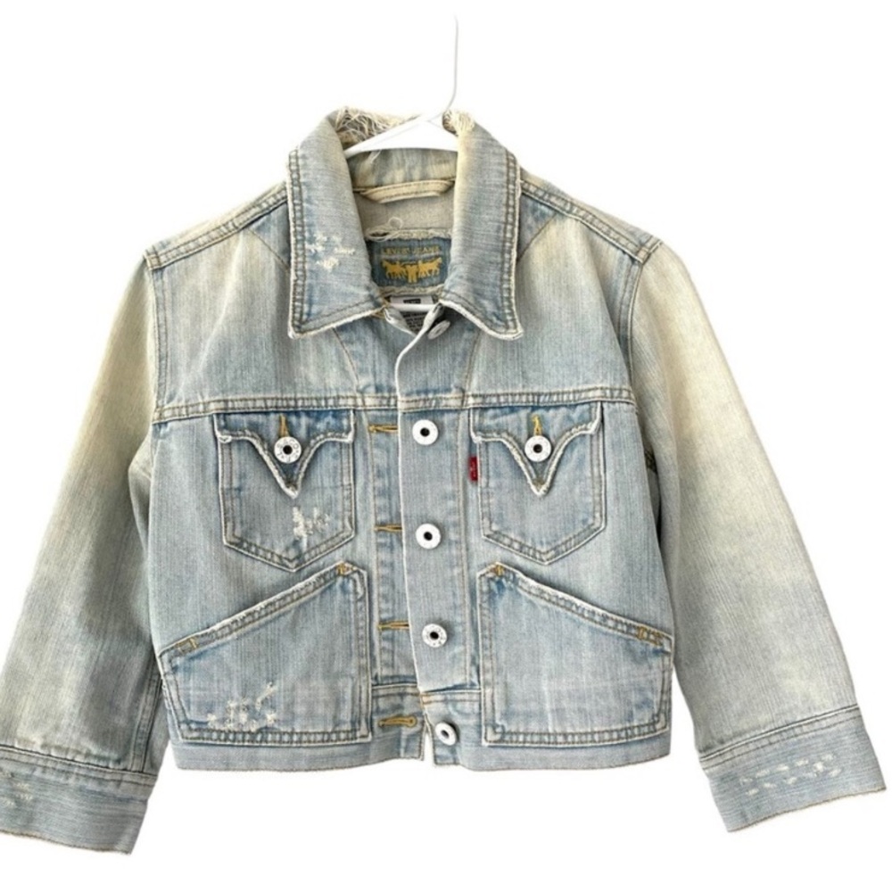 Limited Edition Levi’s Crop Vintage Inspired Jean Jacket Sexy Fitted Style M 4/6